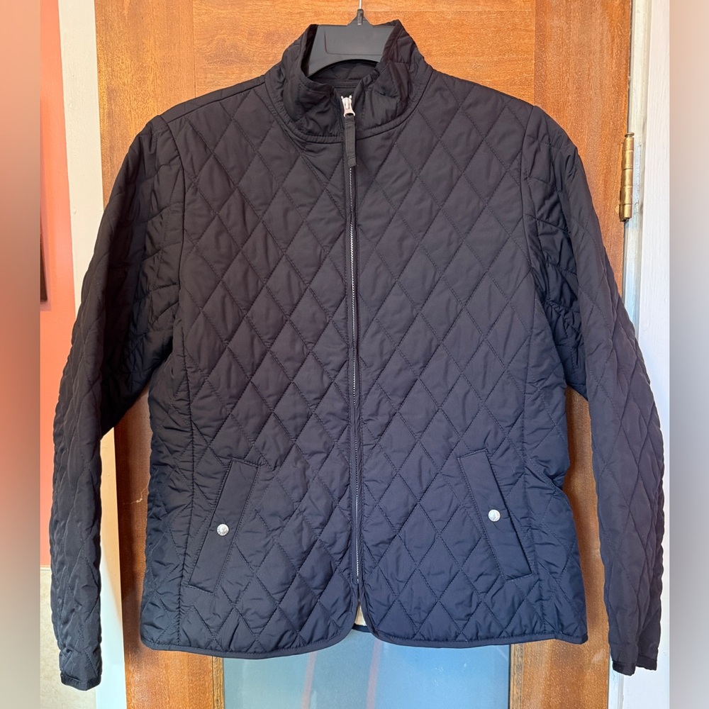 Lands’ End Women Black Quilted Feather Free Insulated Casual Jacket Coat